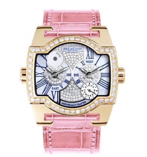 Luxury replica DeLaCour DELACOUR SAQRA PETITE 2 QUARTZ ROSE GOLD DIAMOND watch WAPG0321-1152